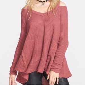 Free People Moonshine cold shoulder waffle weave sweater